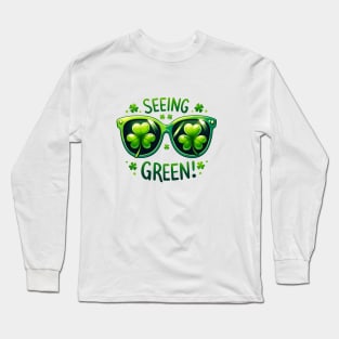 Seeing Green! - St. Patrick's Day Clover Glasses Long Sleeve T-Shirt